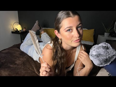 ASMR plucking negativity and blessing you | tweezers, scissors, feather flutters personal attention