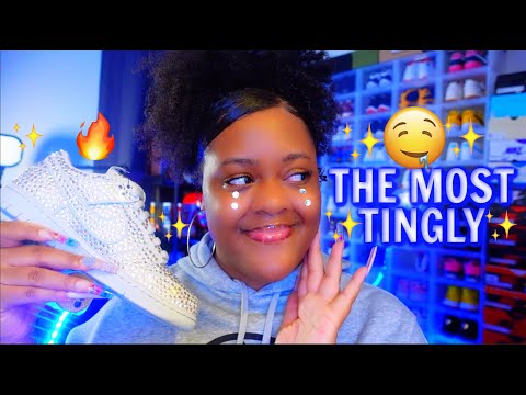 ASMR- ♡THE MOST TINGLIEST SHOES IN MY BOYFRIENDS SNEAKER COLLECTION 🌸✨(EXTRA TINGLY 👟)