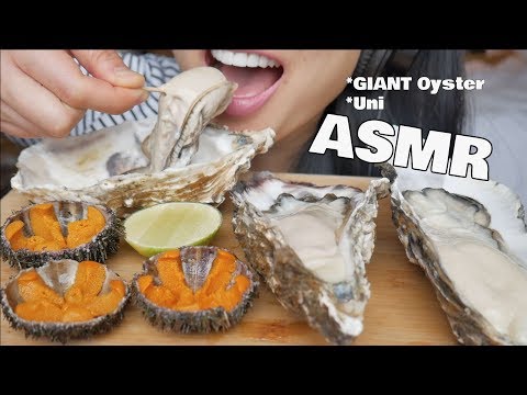 ASMR RAW GIANT Oysters + Uni *Sea Urchin (SOFT EATING SOUNDS) | SAS-ASMR