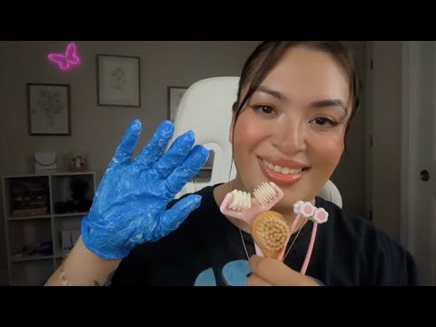 ASMR| Face massage with tools & gloves (with lotion) 🧴- personal attention 😴