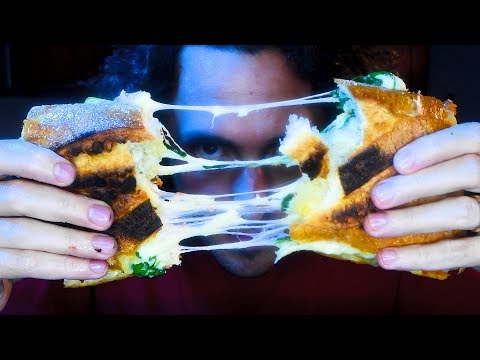 ASMR SPICY N'DUJA GRILLED CHEESE * no talking eating cooking sounds *  | Nomnomsammieboy