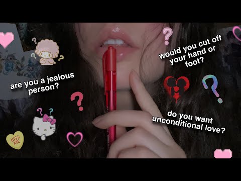 10 Minute ASMR: Asking You Strange Personal Questions 🤔 ( pen noms, close up )