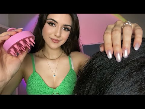 she plays with your afro hair & soothes your scalp at a sleepover 💗 - massage & neck scratching ASMR