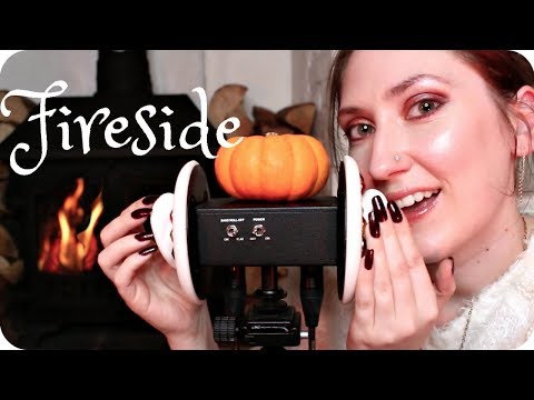 Fireside ASMR 🔥 Face Brushing, Close Up Whispering, Ear Tapping, Fire Crackling, Crunchy Leaves +