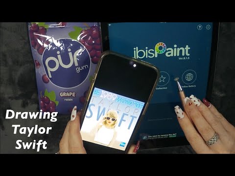 ASMR Gum Chewing Drawing TAYLOR SWIFT on iPad | Whispered | Writing Names
