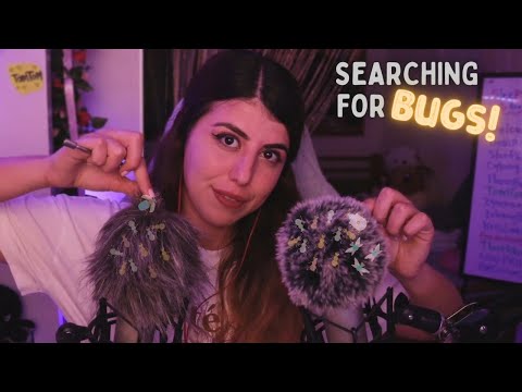 ASMR Bug Searching 🐛 Ear To Ear Fluffy Mics ~ Plucking & Mouth Sounds & Inaudible Whispers