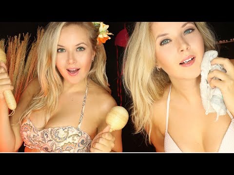 ASMR 👭Two girls in bungalow👙 Sweet care after the sunburn ⛱