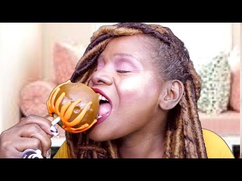 Mega Juicy Crisp ASMR Eating Sounds | Halloween 2017 Caramel Apple