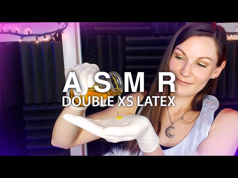ASMR double XS latex gloves with plastic apron (guaranteed tingles)