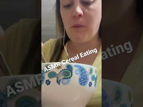 ASMR eating sounds, cereal crunching, gulping, swallowing, relaxing, calm.