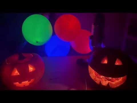 asmr in the dark | Jack-o'-lantern led balloons tapping, scratching and blowing