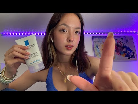 ASMR | Tucking You In, touching your face + skincare and Spanish trigger words (personal attention)