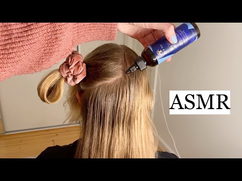 ASMR Hair Oil Treatment & Scalp Massage (parting, scratching, hair brushing, hair play, no talking