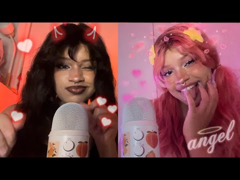 ASMR Twin Layered Sounds🖤Mouth Sounds, Mic Pumping, Tapping, Mic Triggers, No talking for Sleep