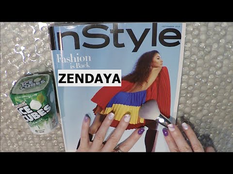 ASMR Gum Chewing Magazine Flip Through | ZENDAYA | Close Tingly Whisper