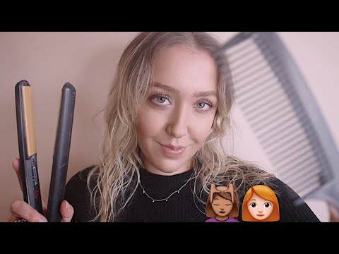 ASMR Straightening Your Hair (Hair Salon/Stylist Roleplay) Hair brush, wash and style