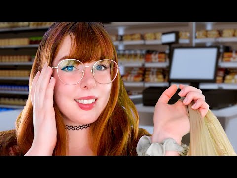 ASMR Flirty Cashier Checks You Out (and scans your items)(face touching, personal attention)