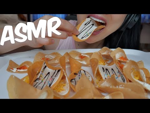 ASMR Thai Crispy Pancake ขนมเบื้อง (EATING SOUND) No Talking | SAS-ASMR