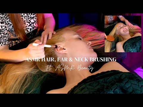ASMR Tingly Hair Brushing/Play with Delicate Ear & Neck attention Ft.@asmr_beauty (Soft Spoken).