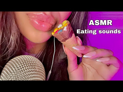 ASMR~ Tingly Mukbang Eating Sounds & Mouth Sounds w/ Whispers  (Crunchy & Chewy)