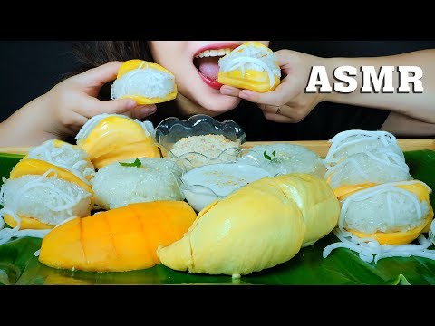 ASMR THAILAND MANGO & DURIAN & JACKFRUIT STICKY RICE CHEWY EATING SOUND | LINH-ASMR mukbang 먹방