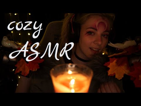 ASMR | cozy fluffy mic & whispering for sleep - dark setting, candle