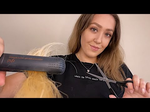 ASMR Styling Your Hair - Trying Different Styles (Consultation, Brushing, Cut, Straighten & Curling)