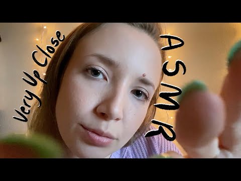 ASMR Slow UP CLOSE Hand Movements | Nail Tapping, Hair Play, whispering "relax" and "go to sleep"