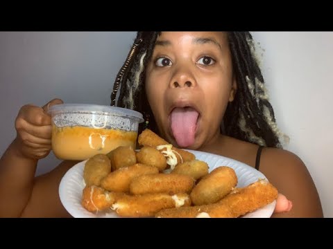 ASMR “Mukbang” EATING Jalapeños & Mozzarella Sticks 💜💜