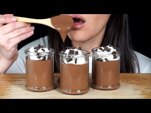 ASMR Chocolate Pudding With Coconut Cream ~ Soft Sounds (No Talking)