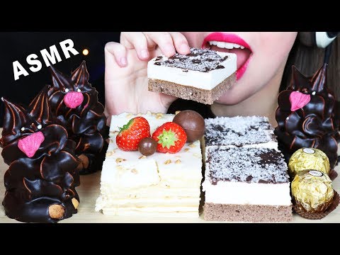 ASMR SOFT FOODS - CHOCOLATE CREAM CAKE, VANILLA SPONGE CAKE (Relaxing EATING SOUNDS) 먹방 | FOODMAS 6