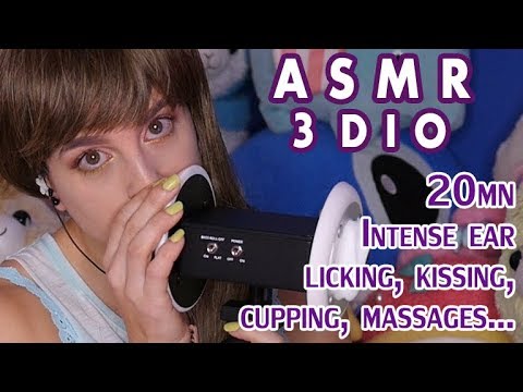 ASMR 3dio - Intense ear attention (mouth sounds, licking, kissing, noms, nibbles cupping...)