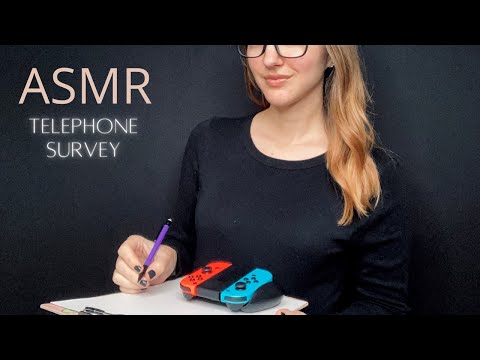 ASMR Telephone Survey with PHONE EFFECT ☎️ Soft Spoken, Writing Sounds, Video Game Questions