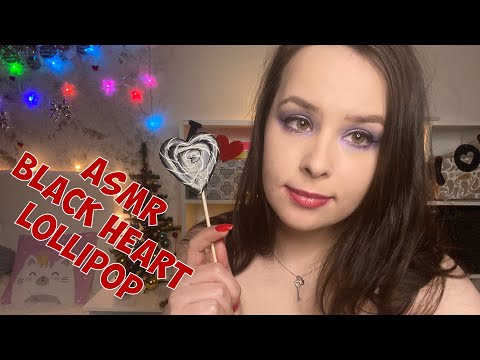 ASMR cute black heart 🖤 lollipop mouth sounds
