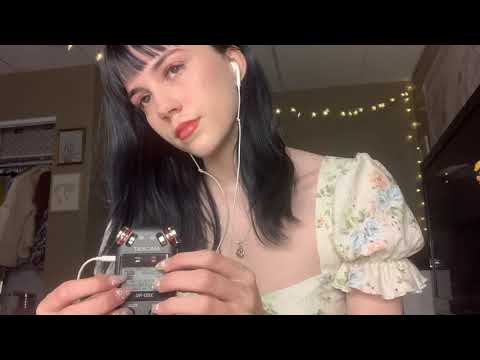 tapping with long nails on the tascam ASMR