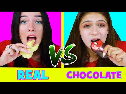 REAL FOOD VS CHOCOLATE FOOD ASMR CHALLENGE