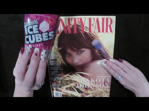 ASMR Gum Chewing Magazine Flip Through | Dakota Johnson | Whispered Page Turning