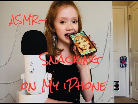 ASMR~ Eating My Iphone 📱 (Denver Post was at my house interviewing me!) 🏡 🗞🥰)