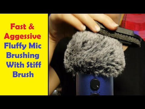 ASMR Fast & Aggressive Fluffy Mic Brushing with Stiff Bristle Brush - Loud & Intense - No Talking