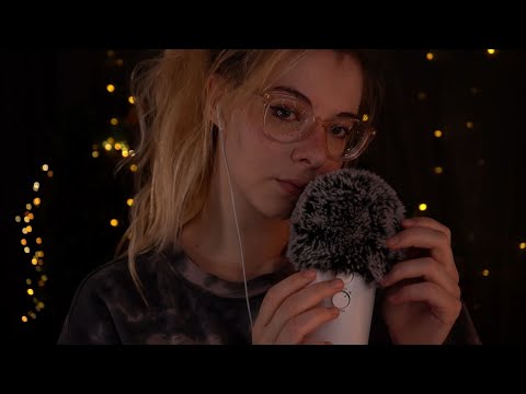 ASMR to calm down - whispering, fluffy mic, loofah & more