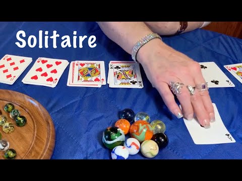 ASMR Request (No talking) Playing Card Solitaire/Rain & outdoor sounds