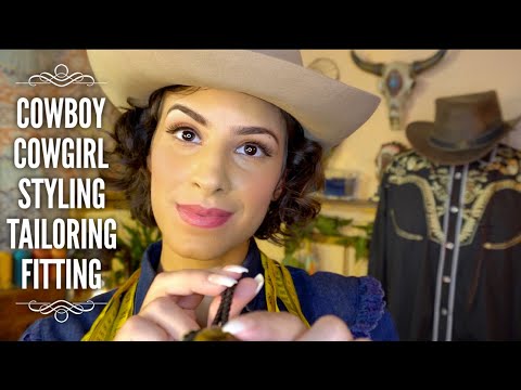 ASMR Western Cowboy Cowgirl Suit Fitting 🧵 Full Body Styling | Measuring & Tailoring | Fabric Sounds