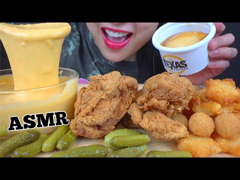 ASMR FRIED CHICKEN + CHEESE SAUCE (SATISFYING CRUNCHY EATING SOUNDS) NO TALKING | SAS-ASMR