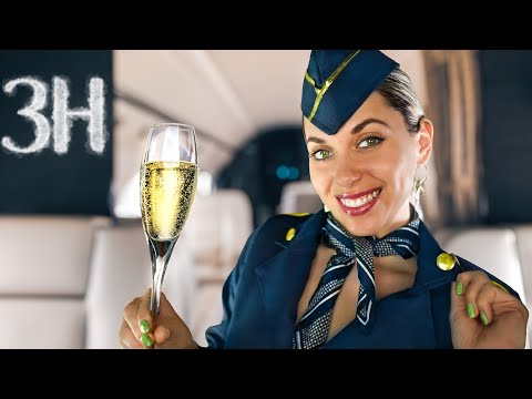 [ASMR] 3h First Class Flight Attendant Roleplay for SLEEP,  Personal Attention ✈️