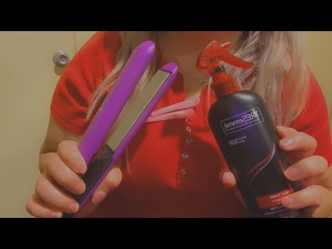 ASMR| RP- Straightening your hair| Up close, hair clipping & brushing- Whispering, relaxing sounds