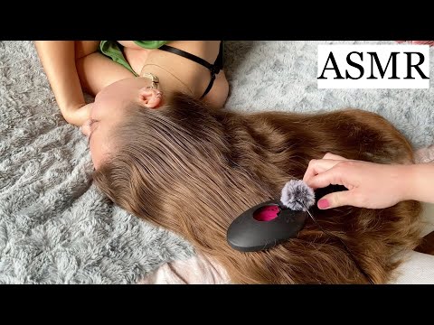 ASMR | Helping Friend Relax Before Exams 📚 (hair play, hair brushing, spraying, massage, no talking)