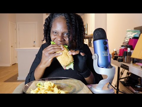 Subway Vegetarian Meat Sandwich with Bugles ASMR eating Sounds