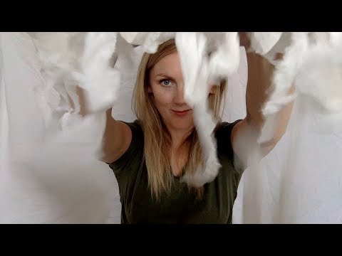 ASMR - Tissue touching & ripping, hand sounds with whispering