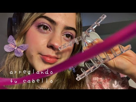 asmr roleplay hada arregla tu cabello (mouth sounds, tapping, layered sounds)