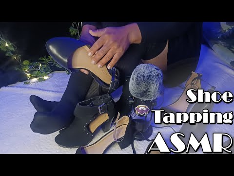ASMR Shoe Collection Tapping and Rain Sounds (No Talking)